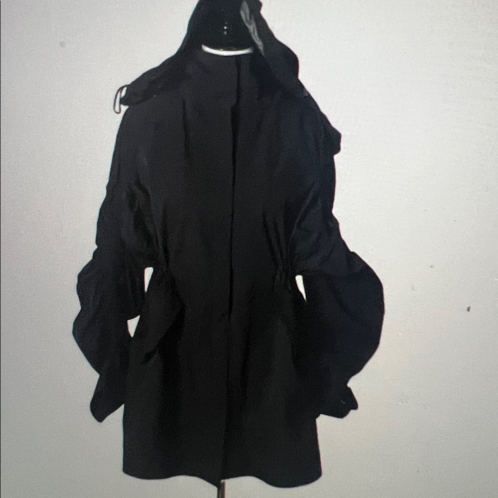 Fabletics Detachable Black Hooded Oversized Giana Jacket, Size Large - Picture 12 of 13